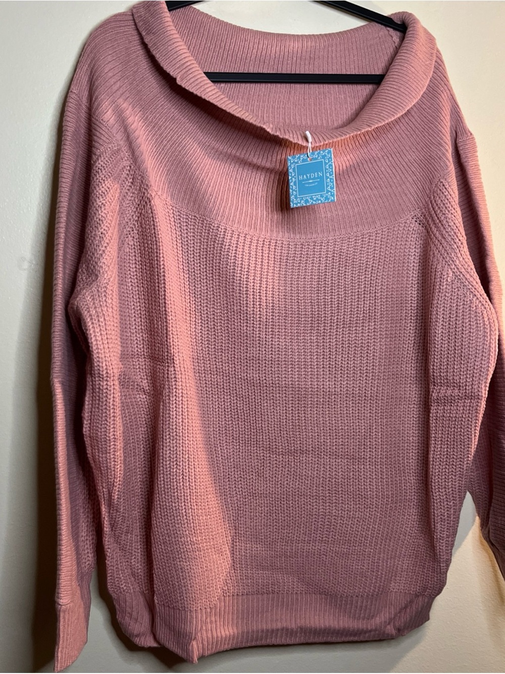 Hayden Dusty Rose Funnel Neck Knit Sweater